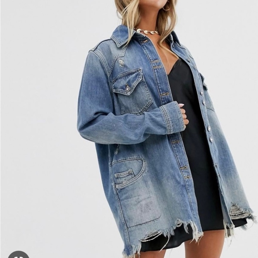 NWT FREE PEOPLE Moon Child Denim Shirt Jacket